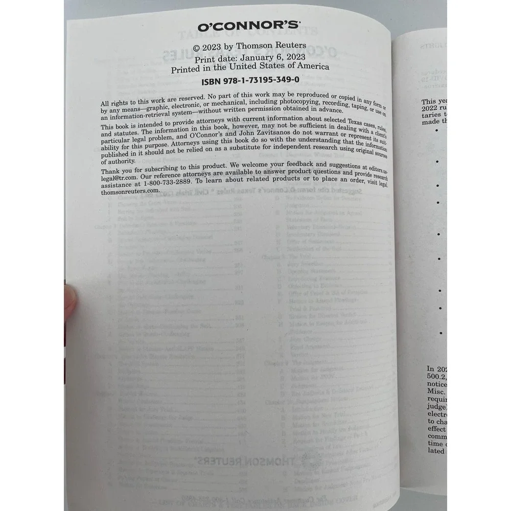 OConnor Texas Rules Civil‎ Trials 2023 Paperback Legal Guide USA